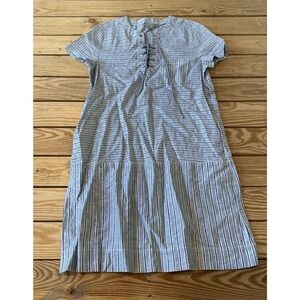 Tristan Linen Lace Up Dress Petite Size Small PS Women’s Blue White